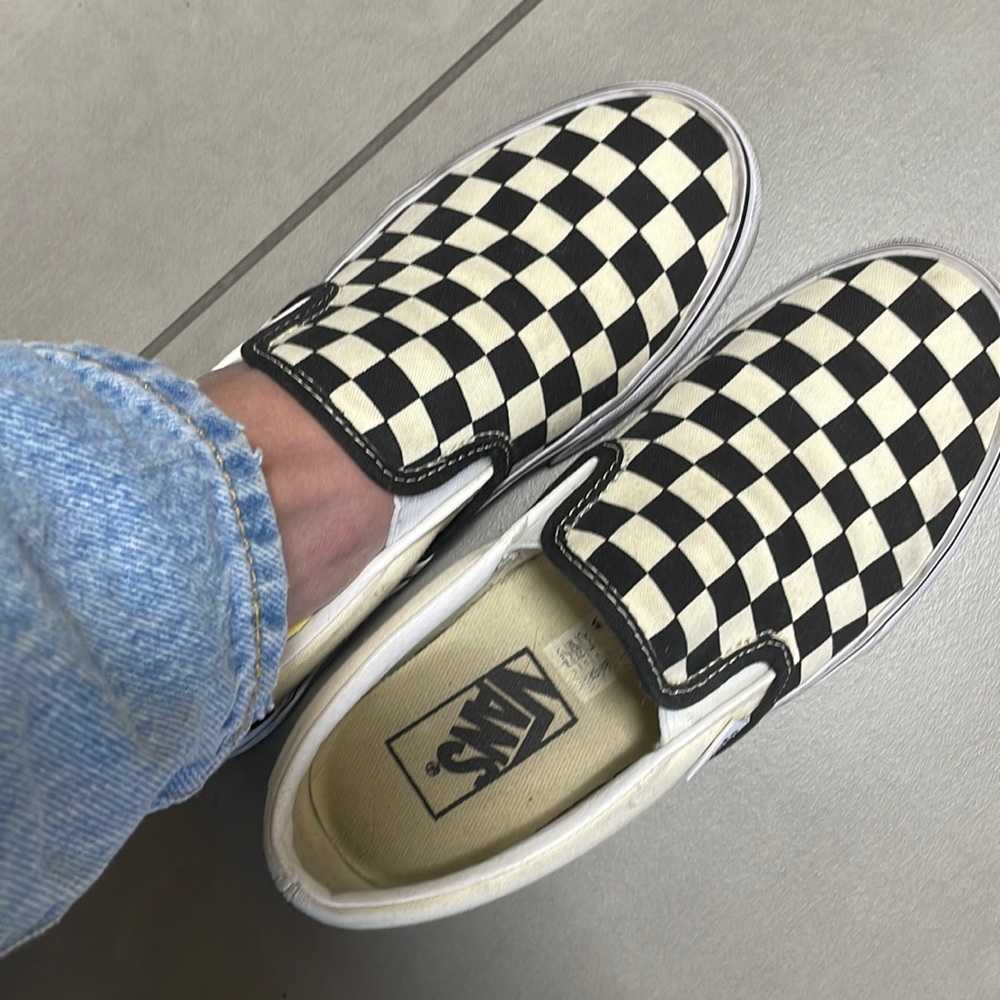 Checkerboard Vans Slip Ons W5.5 B4.0
